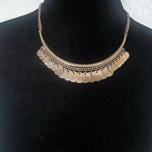 Charming Charlie Rose Gold Bohemian Gypsy Inspired Necklace w/Dangling Disc